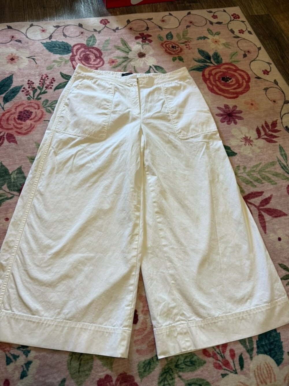 White Cotton Lafayette 148 New York wide-leg cropped utility pants